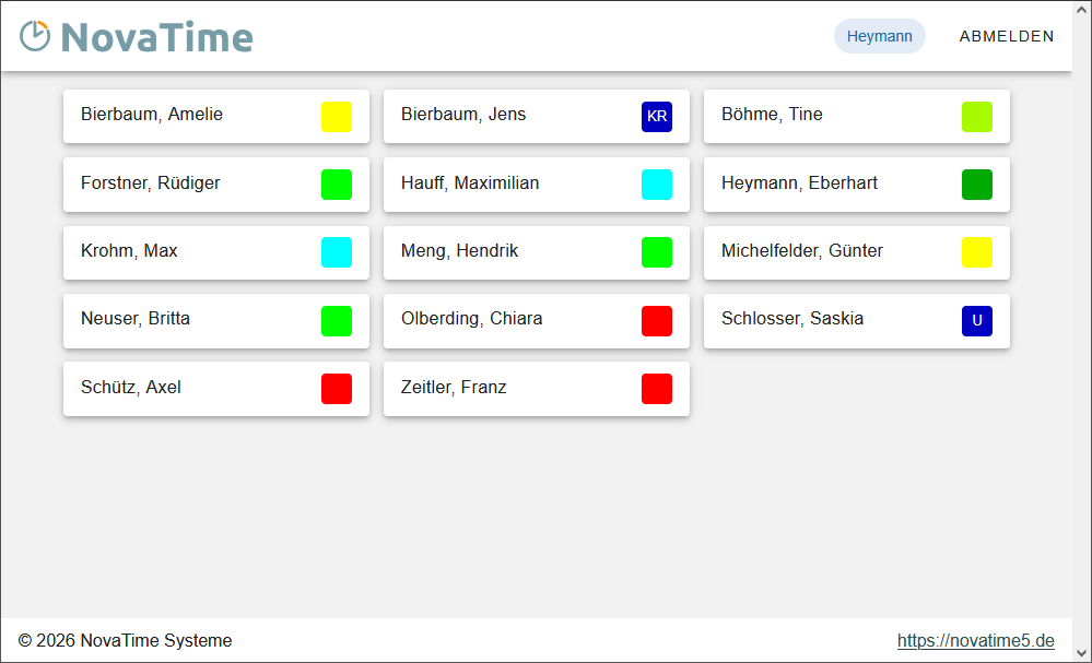 NovaTime Web-Tableau NovaTime Web-Tableau