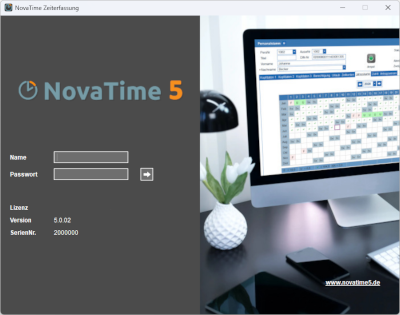 NovaTime Anmeldemaske