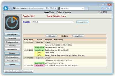 NovaTime Workflow Urlaubsantrag